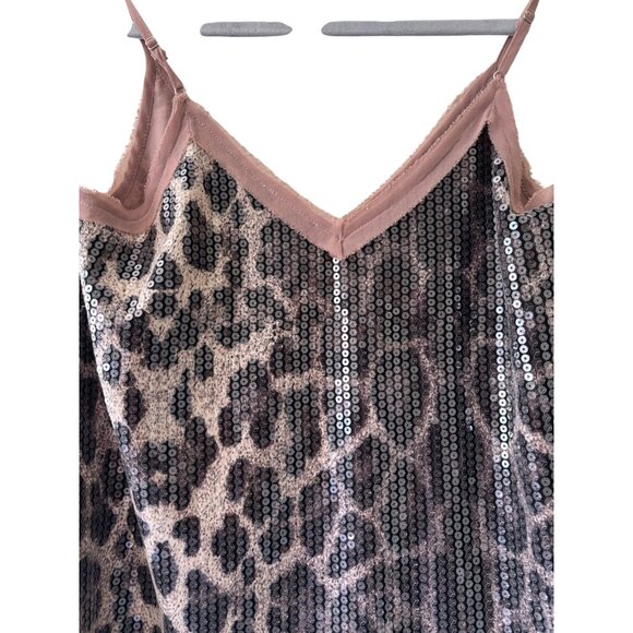Entro Sequined Leopard Print Camisole Top Animal Pattern Womens Fashion - Picture 3 of 9